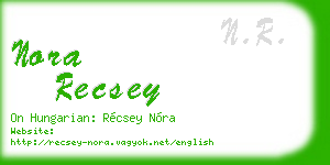 nora recsey business card